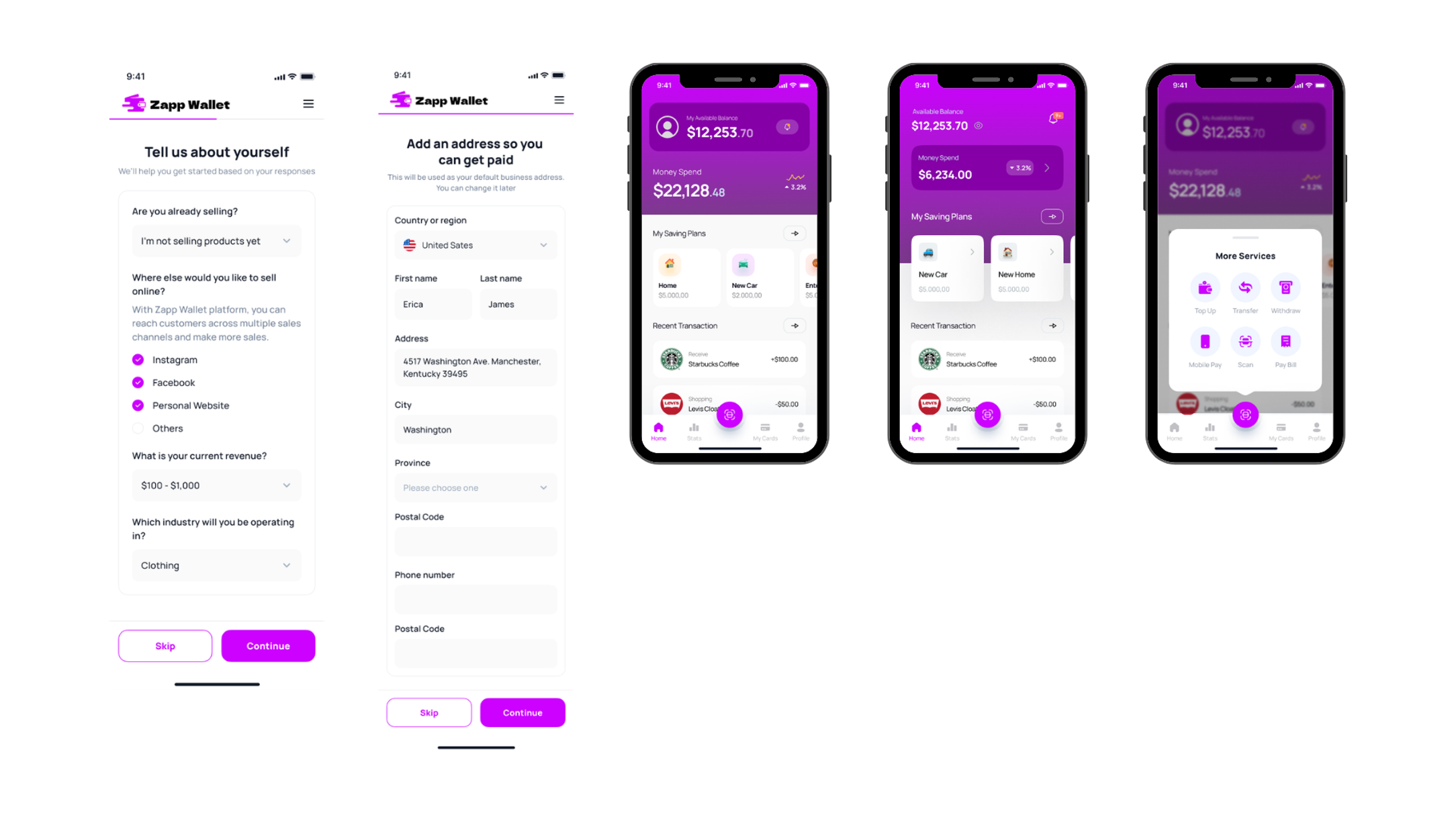Zapp Wallet dashboard design